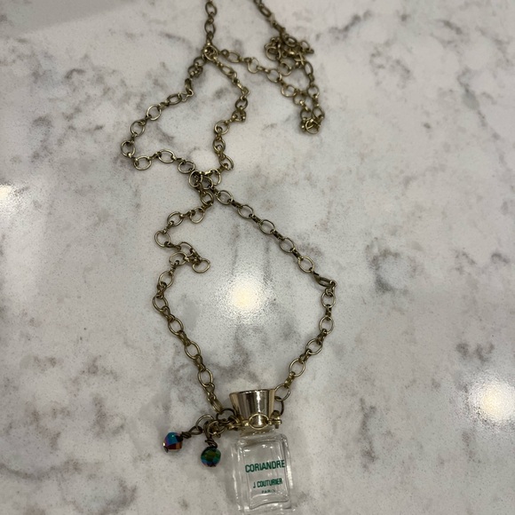 Vintage Mini Coriandre Paris Perfume Bottle Gold-tone Necklace - Picture 1 of 8